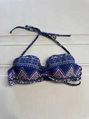 Endless Sun Womens Sz M Bikini Top Blue Tribal Aztec Beach
